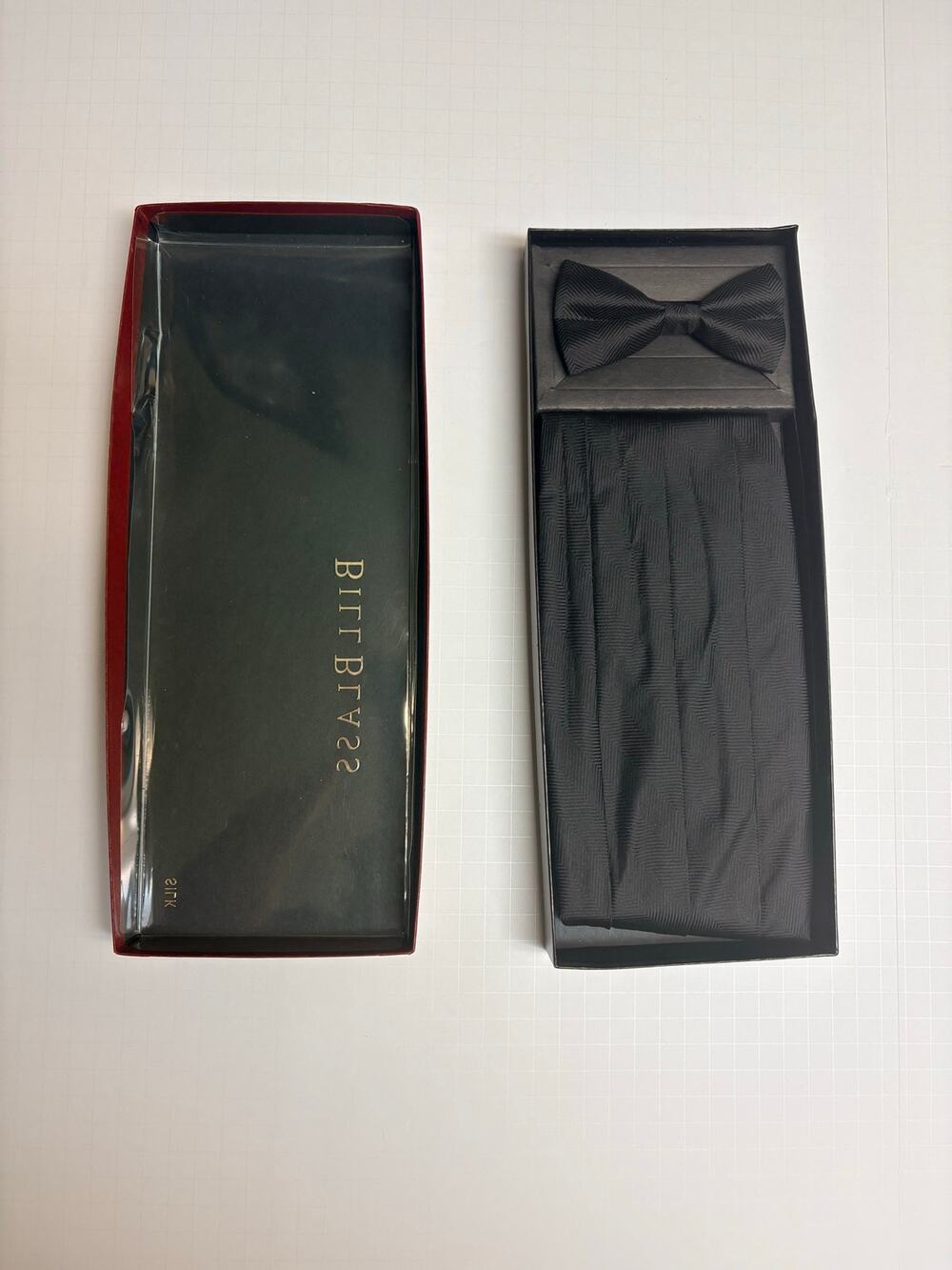 Vintage Bill Blass 100% Silk Cummerbund Bow Tie  Black Made in USA Original Box